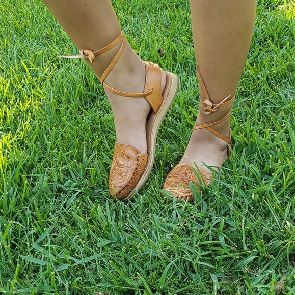 mexican Shoes - Mexican sandals Lace up 100%leather